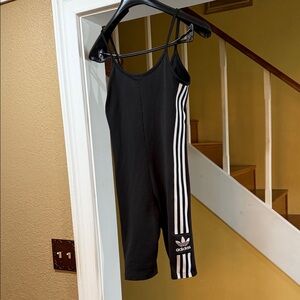 Adidas Black Bodysuit with White Stripes